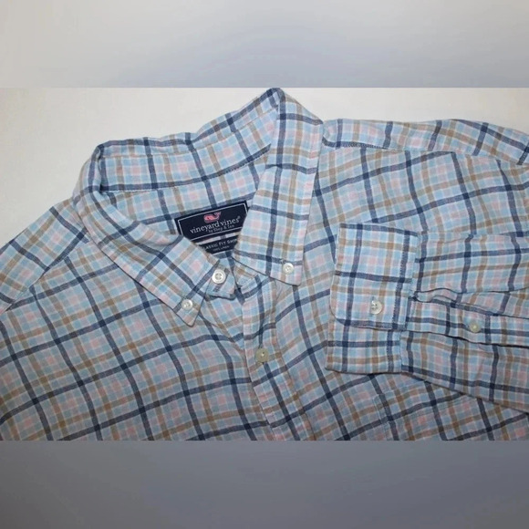 Vineyard Vines Other - Vineyard Vines Classic 100% Linen Plaid Long Sleeve Lightweight Button Down XXL